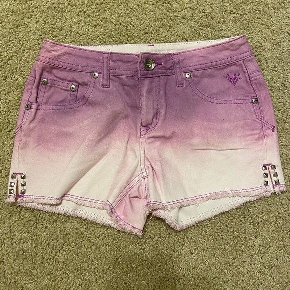 Girl’s Purple Ombré Justice Jean Shorts - Picture 1 of 2